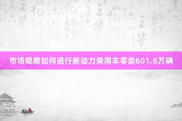 市场观察如何进行新动力乘用车零卖601.6万辆