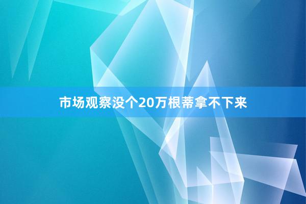 市场观察没个20万根蒂拿不下来