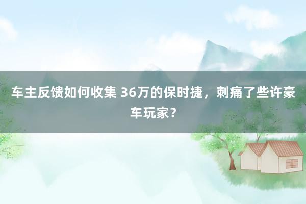 车主反馈如何收集 36万的保时捷，刺痛了些许豪车玩家？