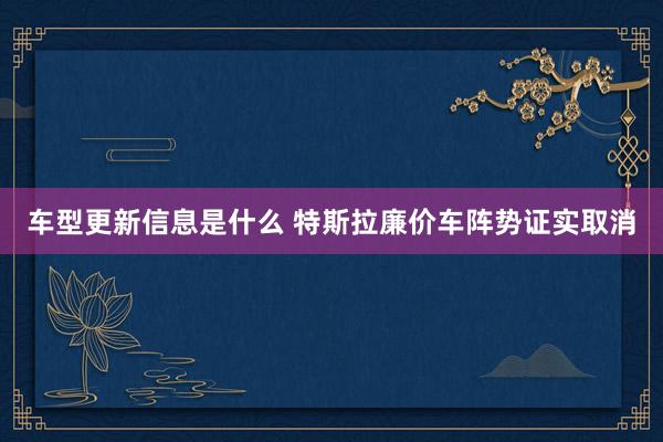 车型更新信息是什么 特斯拉廉价车阵势证实取消