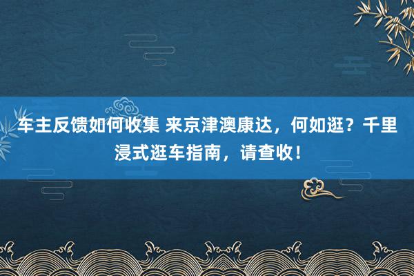 车主反馈如何收集 来京津澳康达，何如逛？千里浸式逛车指南，请查收！