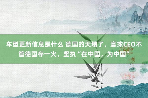 车型更新信息是什么 德国的天塌了，寰球CEO不管德国存一火，坚执“在中国，为中国”