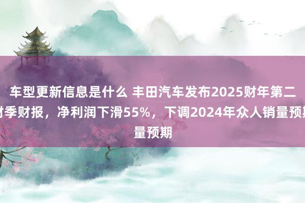 车型更新信息是什么 丰田汽车发布2025财年第二财季财报，净利润下滑55%，下调2024年众人销量预期