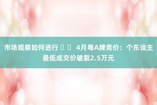 市场观察如何进行 		 4月粤A牌竞价：个东谈主最低成交价破裂2.5万元