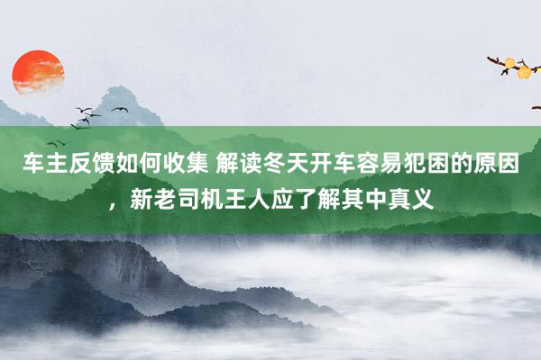 车主反馈如何收集 解读冬天开车容易犯困的原因，新老司机王人应了解其中真义