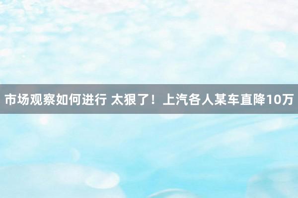 市场观察如何进行 太狠了！上汽各人某车直降10万