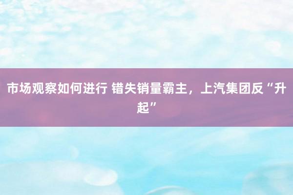 市场观察如何进行 错失销量霸主，上汽集团反“升起”