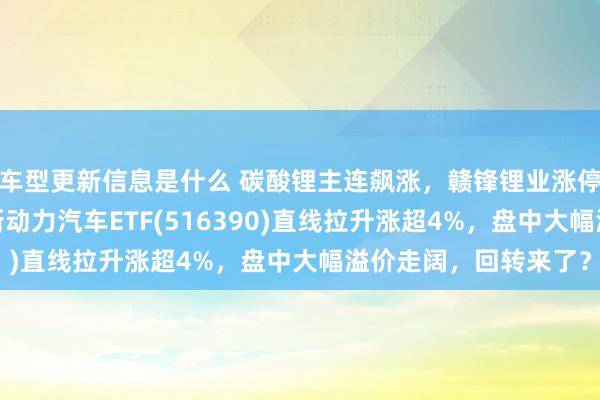 车型更新信息是什么 碳酸锂主连飙涨，赣锋锂业涨停、宁德时期涨3%，新动力汽车ETF(516390)直线拉升涨超4%，盘中大幅溢价走阔，回转来了？