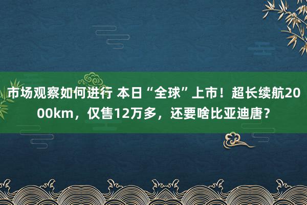 市场观察如何进行 本日“全球”上市！超长续航2000km，仅售12万多，还要啥比亚迪唐？