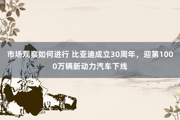 市场观察如何进行 比亚迪成立30周年，迎第1000万辆新动力汽车下线