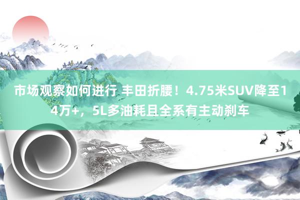 市场观察如何进行 丰田折腰！4.75米SUV降至14万+，5L多油耗且全系有主动刹车