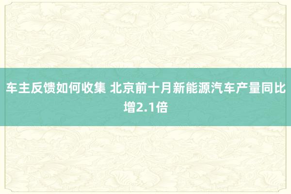 车主反馈如何收集 北京前十月新能源汽车产量同比增2.1倍