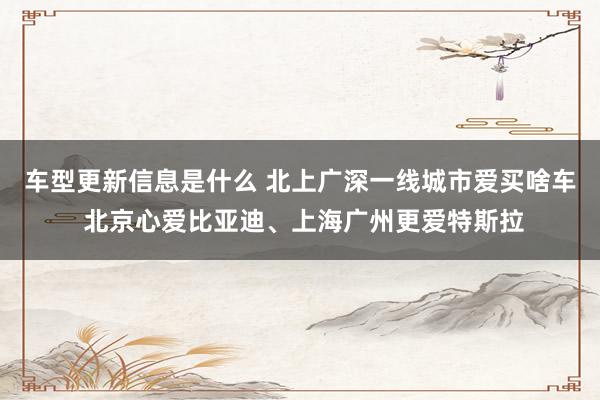 车型更新信息是什么 北上广深一线城市爱买啥车 北京心爱比亚迪、上海广州更爱特斯拉