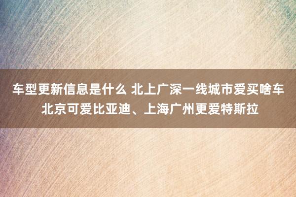 车型更新信息是什么 北上广深一线城市爱买啥车 北京可爱比亚迪、上海广州更爱特斯拉