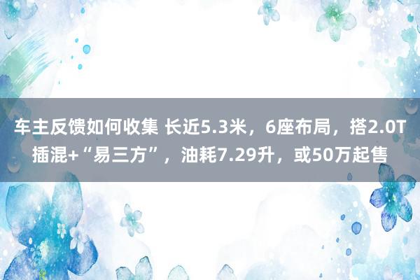 车主反馈如何收集 长近5.3米，6座布局，搭2.0T插混+“易三方”，油耗7.29升，或50万起售