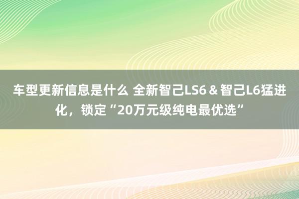 车型更新信息是什么 全新智己LS6＆智己L6猛进化，锁定“20万元级纯电最优选”