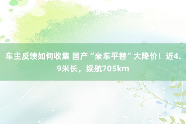 车主反馈如何收集 国产“豪车平替”大降价！近4.9米长，续航705km