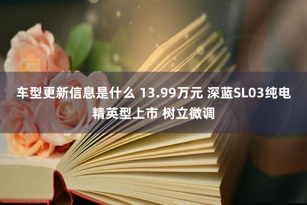 车型更新信息是什么 13.99万元 深蓝SL03纯电精英型上市 树立微调