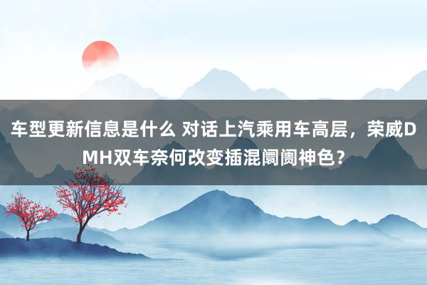 车型更新信息是什么 对话上汽乘用车高层，荣威DMH双车奈何改变插混阛阓神色？