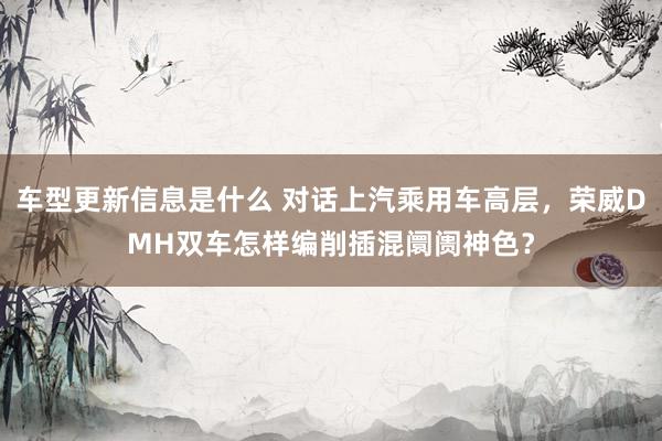 车型更新信息是什么 对话上汽乘用车高层，荣威DMH双车怎样编削插混阛阓神色？