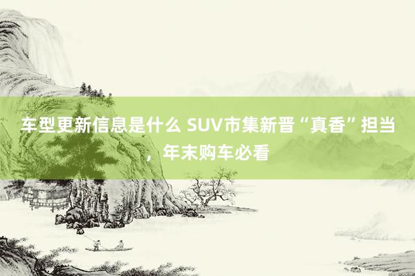 车型更新信息是什么 SUV市集新晋“真香”担当，年末购车必看