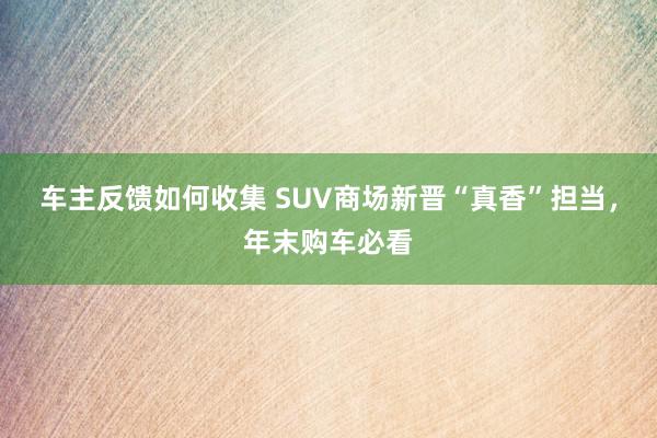 车主反馈如何收集 SUV商场新晋“真香”担当，年末购车必看