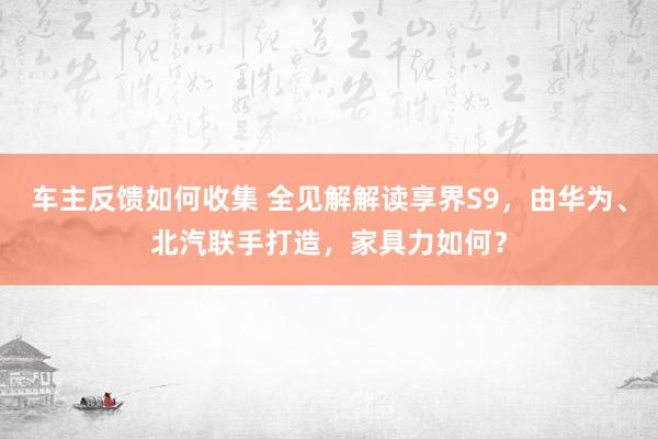 车主反馈如何收集 全见解解读享界S9，由华为、北汽联手打造，家具力如何？