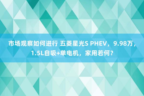 市场观察如何进行 五菱星光S PHEV，9.98万，1.5L自吸+单电机，家用若何？