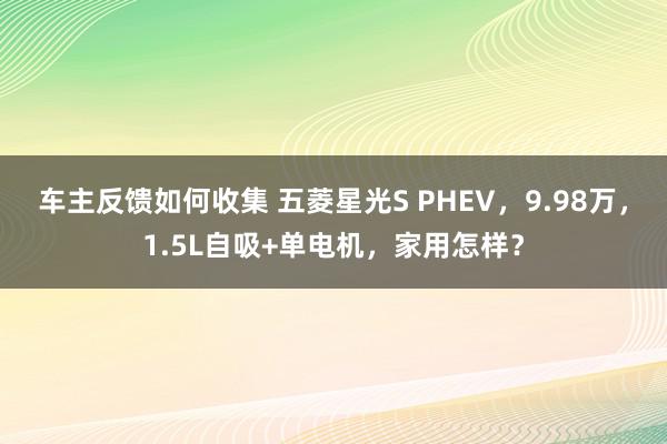 车主反馈如何收集 五菱星光S PHEV，9.98万，1.5L自吸+单电机，家用怎样？