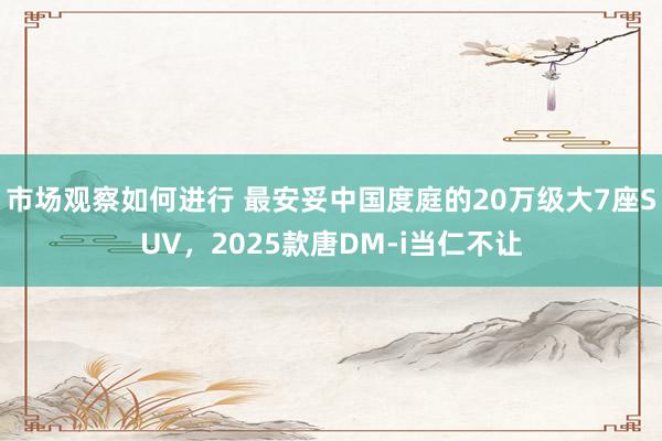 市场观察如何进行 最安妥中国度庭的20万级大7座SUV，2025款唐DM-i当仁不让