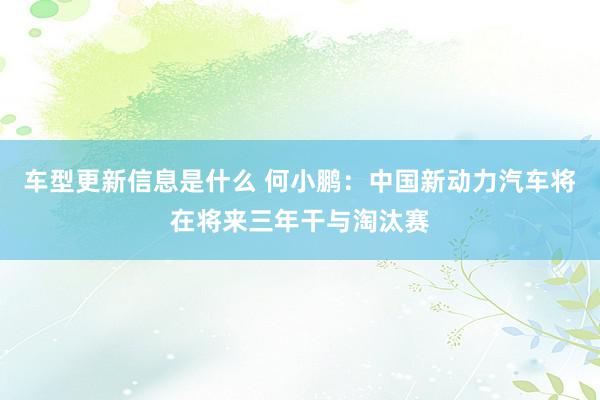 车型更新信息是什么 何小鹏：中国新动力汽车将在将来三年干与淘汰赛