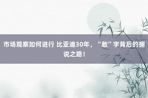 市场观察如何进行 比亚迪30年，“敢”字背后的据说之路！