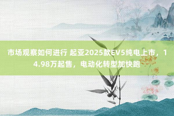 市场观察如何进行 起亚2025款EV5纯电上市，14.98万起售，电动化转型加快跑