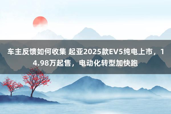 车主反馈如何收集 起亚2025款EV5纯电上市，14.98万起售，电动化转型加快跑