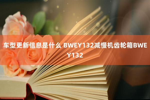 车型更新信息是什么 BWEY132减慢机齿轮箱BWEY132