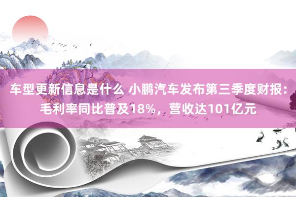 车型更新信息是什么 小鹏汽车发布第三季度财报：毛利率同比普及18%，营收达101亿元