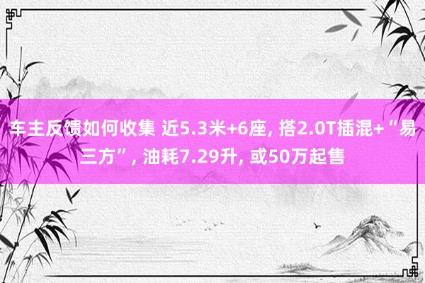 车主反馈如何收集 近5.3米+6座, 搭2.0T插混+“易三方”, 油耗7.29升, 或50万起售