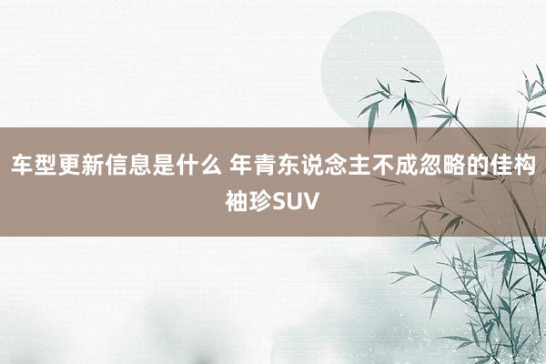 车型更新信息是什么 年青东说念主不成忽略的佳构袖珍SUV