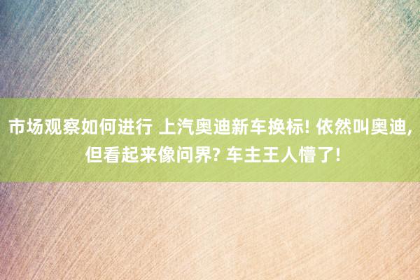 市场观察如何进行 上汽奥迪新车换标! 依然叫奥迪, 但看起来像问界? 车主王人懵了!