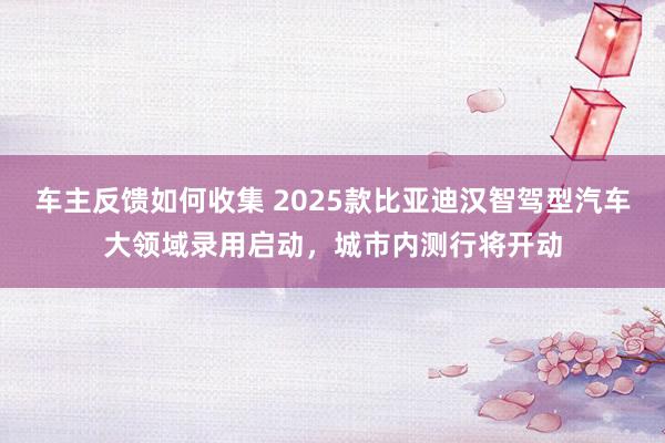 车主反馈如何收集 2025款比亚迪汉智驾型汽车大领域录用启动，城市内测行将开动