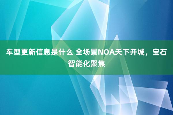 车型更新信息是什么 全场景NOA天下开城，宝石智能化聚焦