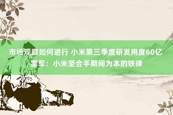 市场观察如何进行 小米第三季度研发用度60亿 雷军：小米坚合手期间为本的铁律