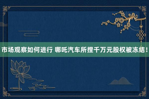 市场观察如何进行 哪吒汽车所捏千万元股权被冻结！