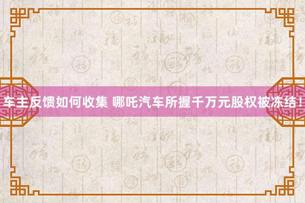 车主反馈如何收集 哪吒汽车所握千万元股权被冻结！