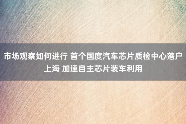 市场观察如何进行 首个国度汽车芯片质检中心落户上海 加速自主芯片装车利用