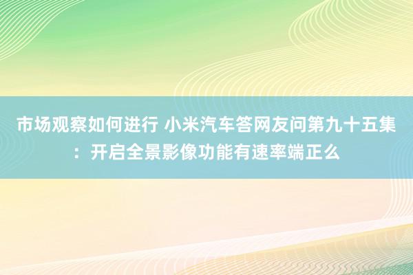 市场观察如何进行 小米汽车答网友问第九十五集：开启全景影像功能有速率端正么