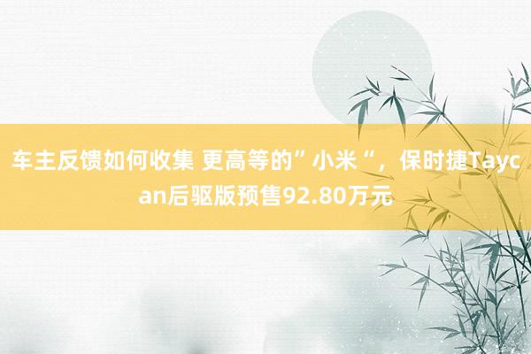 车主反馈如何收集 更高等的”小米“，保时捷Taycan后驱版预售92.80万元