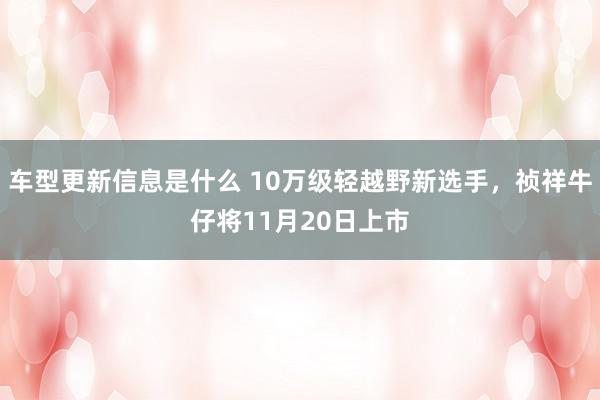 车型更新信息是什么 10万级轻越野新选手，祯祥牛仔将11月20日上市