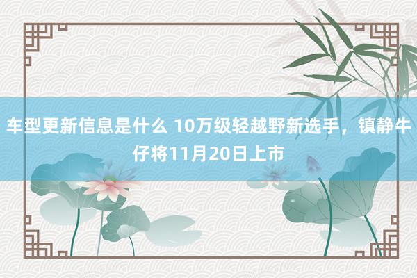 车型更新信息是什么 10万级轻越野新选手，镇静牛仔将11月20日上市