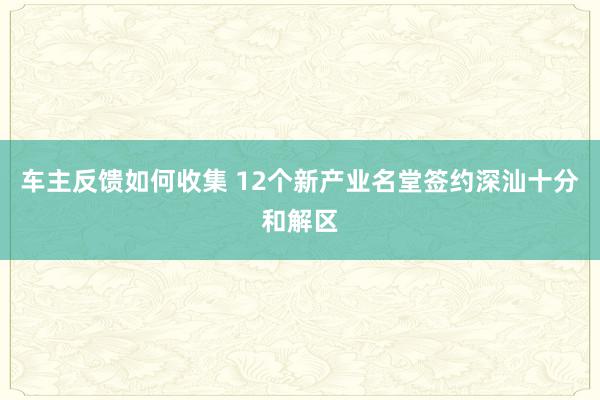 车主反馈如何收集 12个新产业名堂签约深汕十分和解区